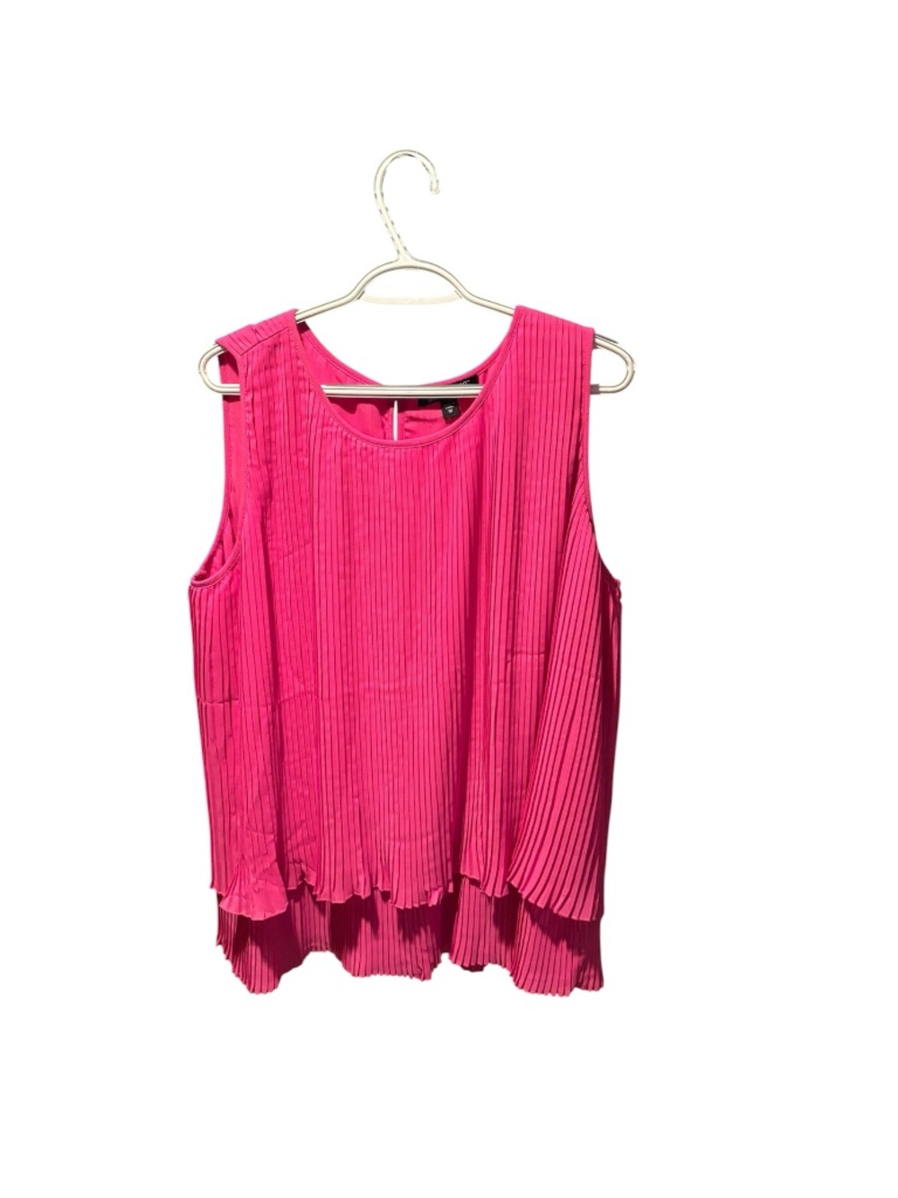 Gramercy 22 Sleeveless Pleated Layered Blouse Hot Pink 1X